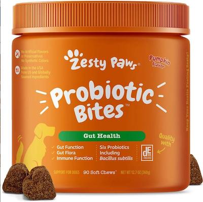 Zesty Paws Probiotic Bites Pumpkin Flavored Soft Chews Digestive Supplement for Dogs
