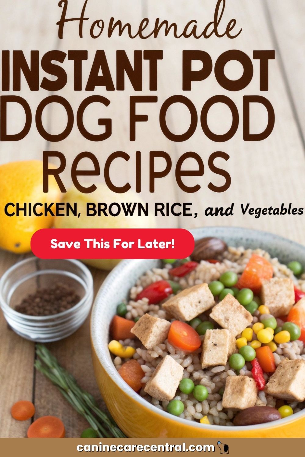 Homemade Instant Pot Dog Food Recipes – Chicken, Brown Rice, and Vegetables pin 2
