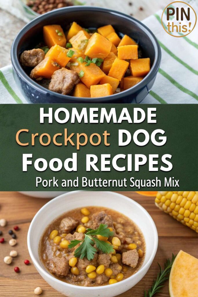 Homemade Crockpot Dog Food Recipes Pork and Butternut Squash Mix pin 1