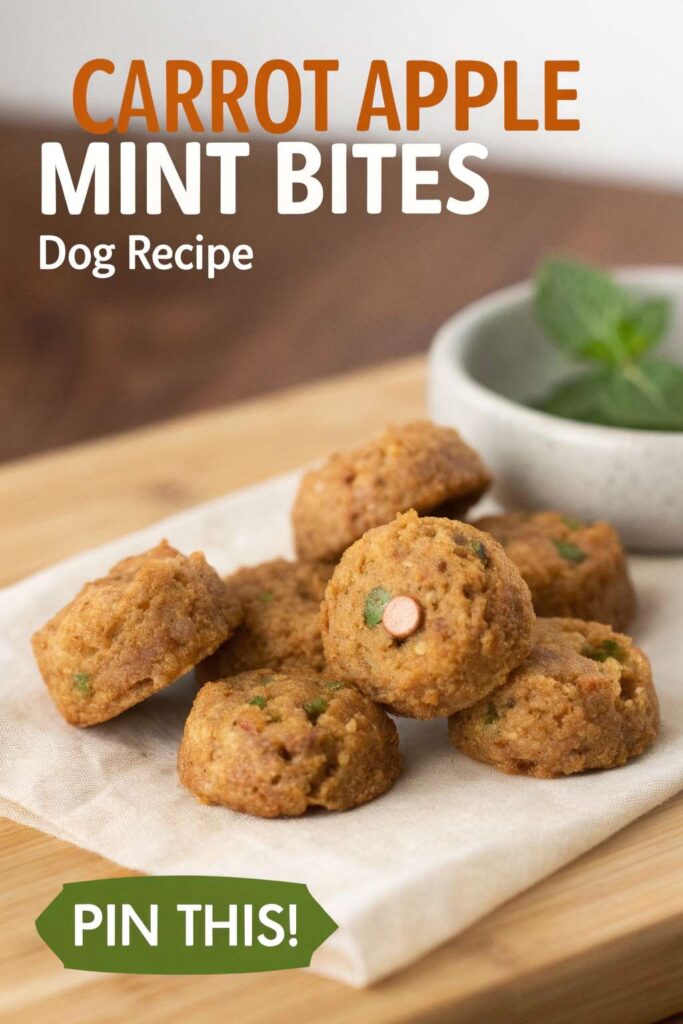 Carrot Apple Mint Bites homemade dog treat recipe pin 1