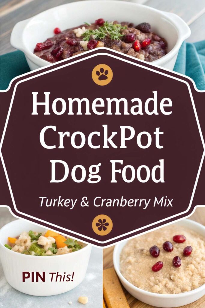 Homemade Crockpot Dog Food Turkey Cranberry Mix pin 1