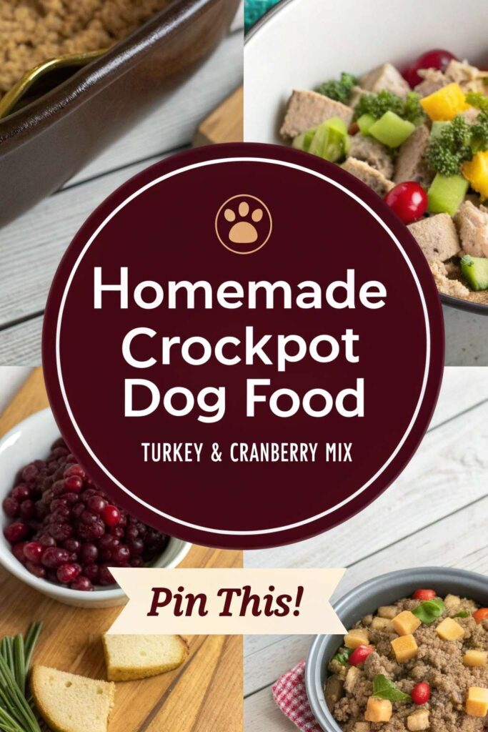 Homemade Crockpot Dog Food Turkey Cranberry Mix pin 2