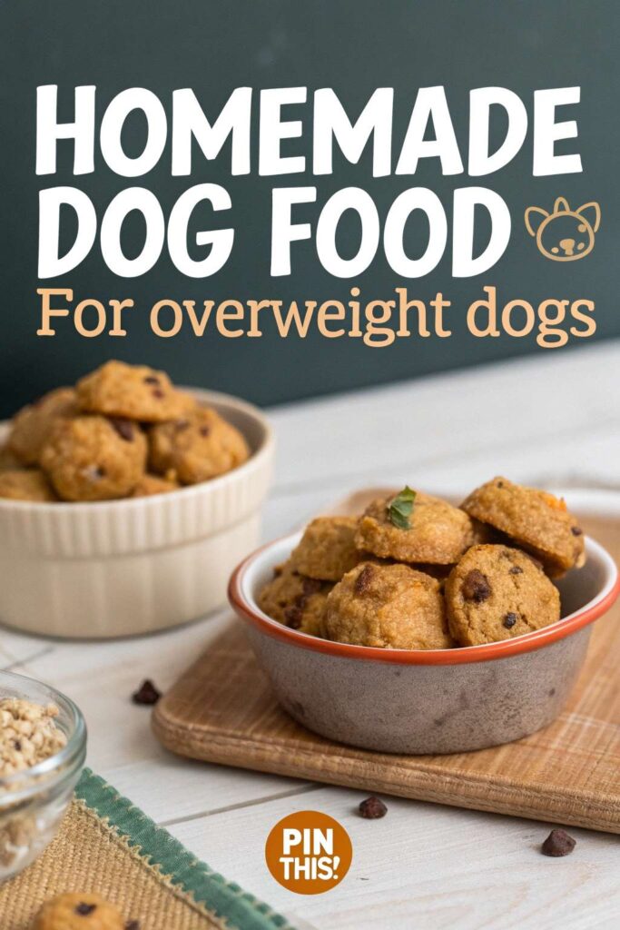 Homemade dog food for overweight dogs pin 1