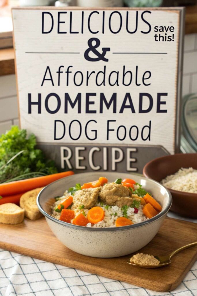 Delicious Affordable Homemade Dog Food Recipe pin 1