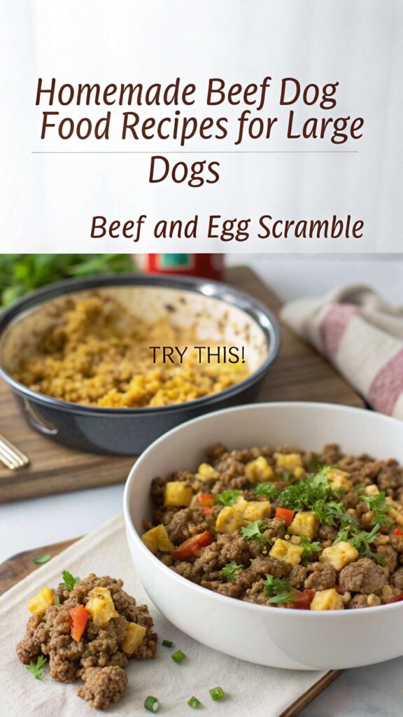 Homemade Beef Dog Food Recipes for Large Dogs Beef and Egg Scramble pin 2