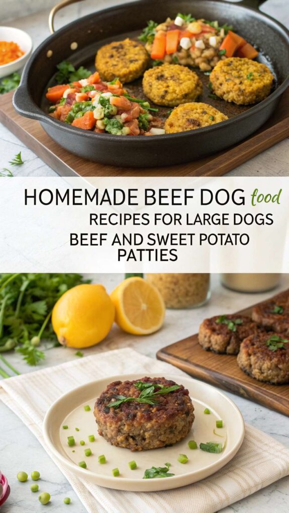 Homemade Beef Dog Food Recipes for Large Dogs Beef and Sweet Potato Patties pin 2