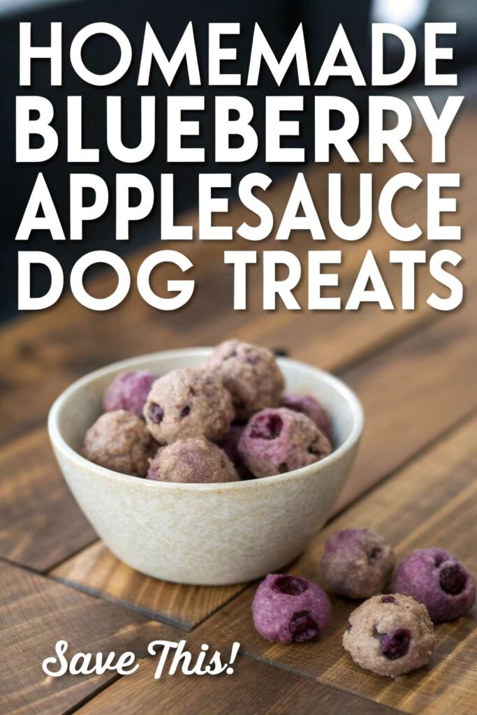 Homemade Blueberry Applesauce Dog Treats recipe pin 2