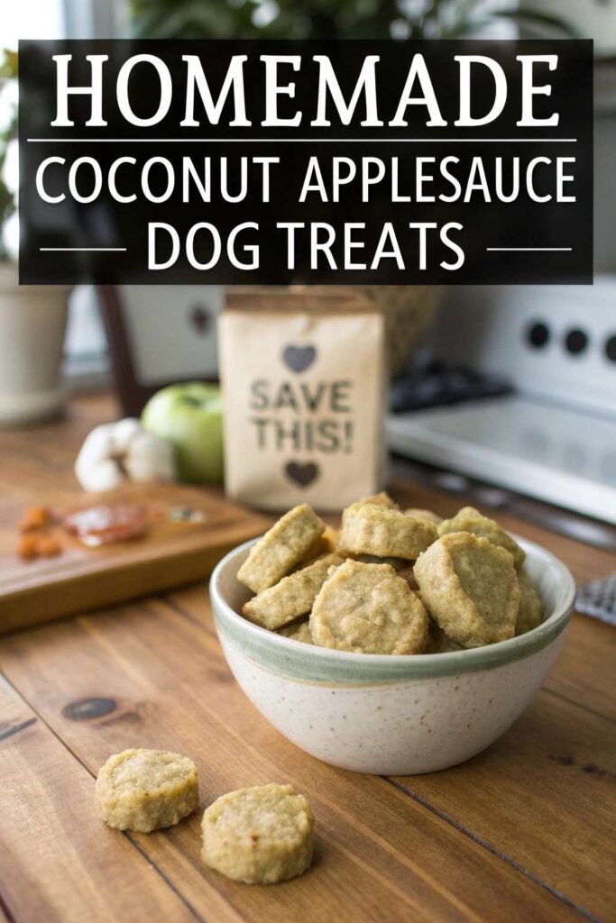 Homemade Coconut Applesauce Dog Treats pin 1
