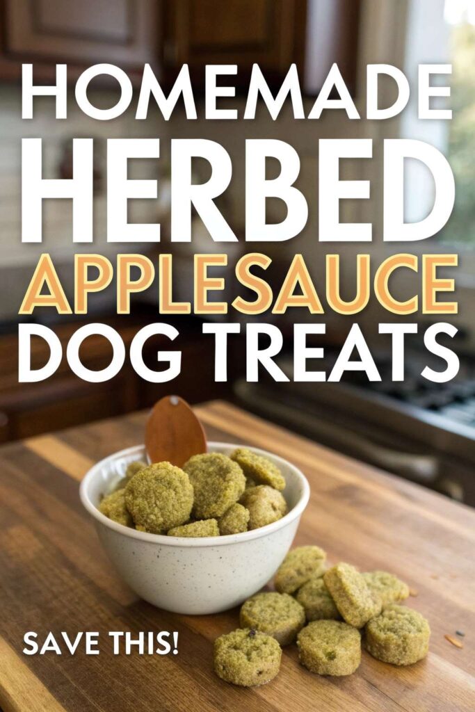 Homemade Herbed Applesauce Dog Treats recipe pin 1