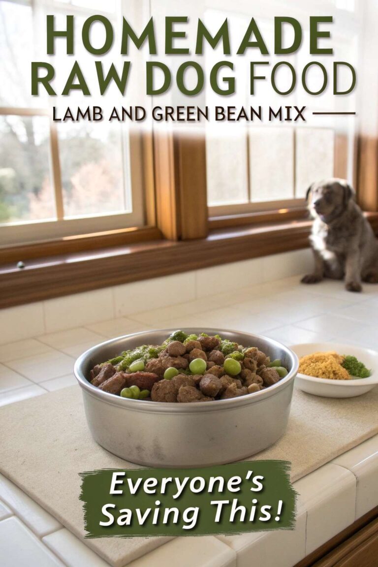 Image showcasing Homemade Raw Dog Food Lamb and Green Bean Mix - Canine Care Central