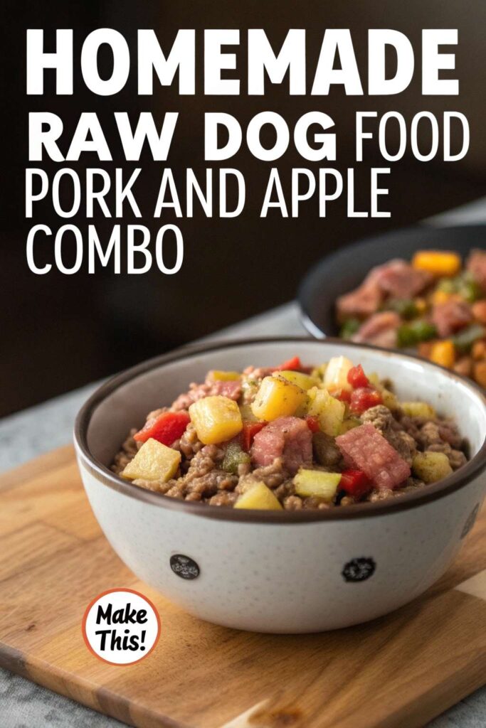 Homemade Raw Dog Food Pork and Apple Combo pin 1