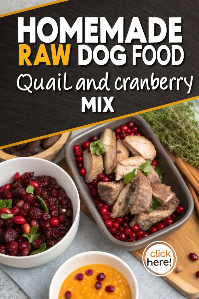 Homemade Raw Dog Food Quail and Cranberry Mix pin 1