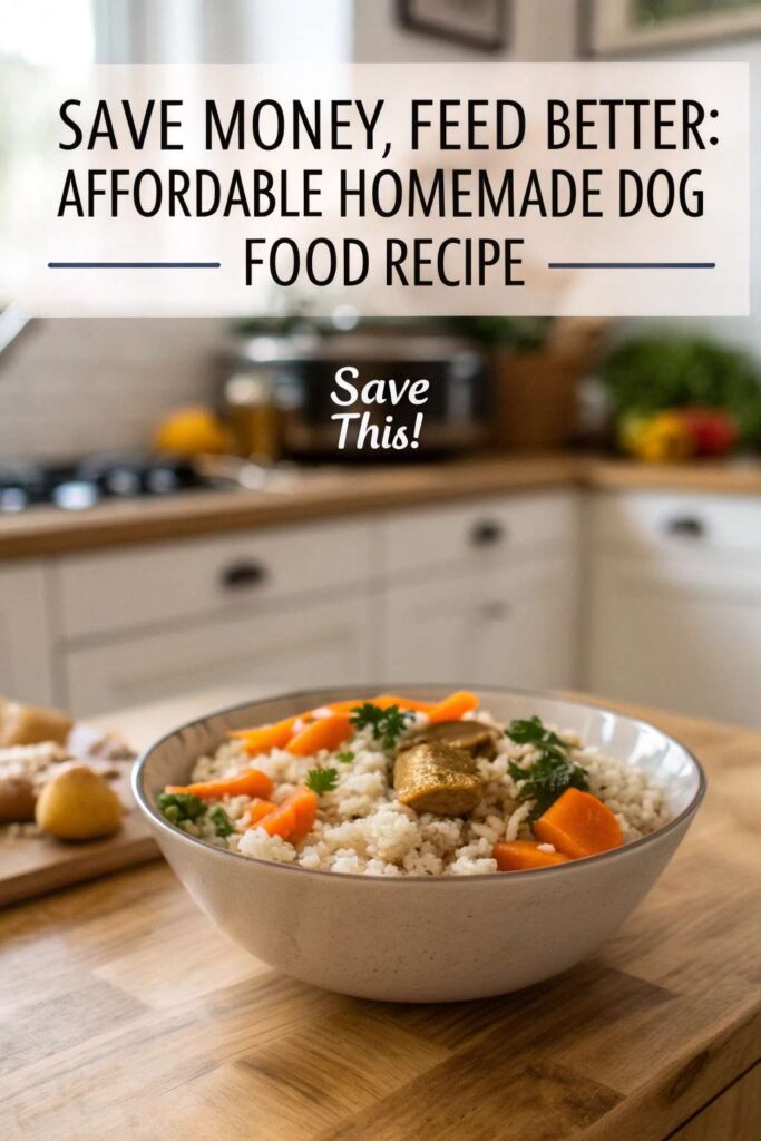 Save Money Feed Better Affordable Homemade Dog Food Recipe pin 1
