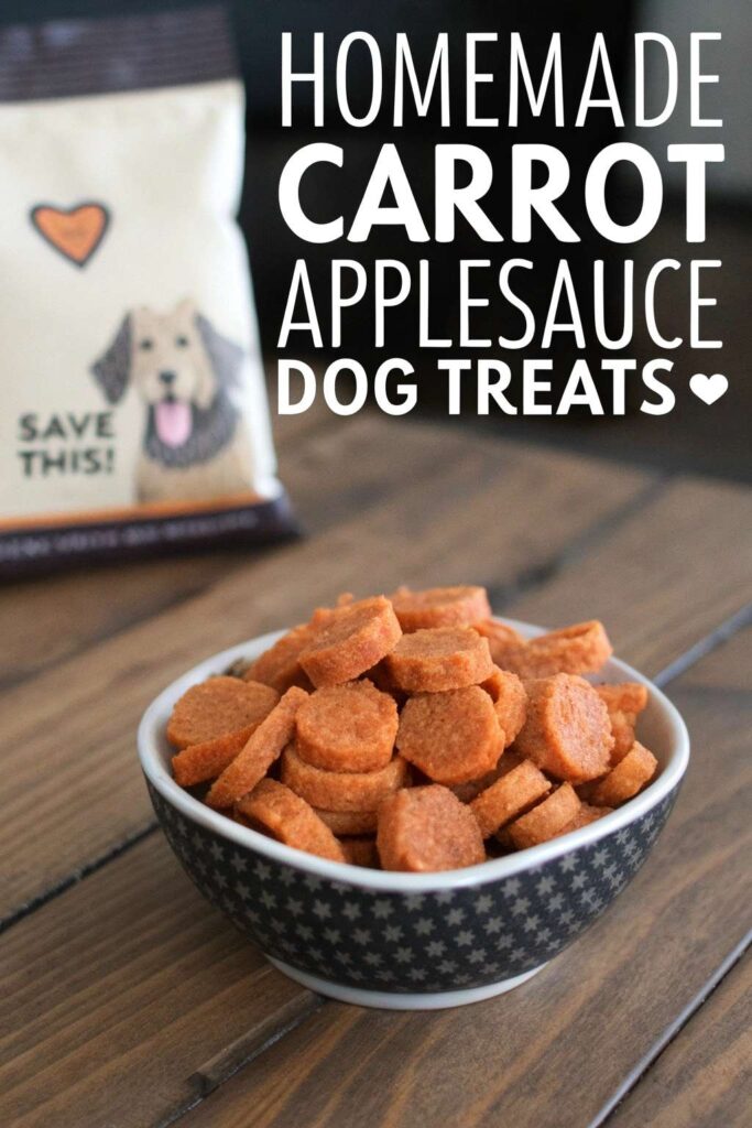 homemade Carrot Applesauce Dog Treats pin 1