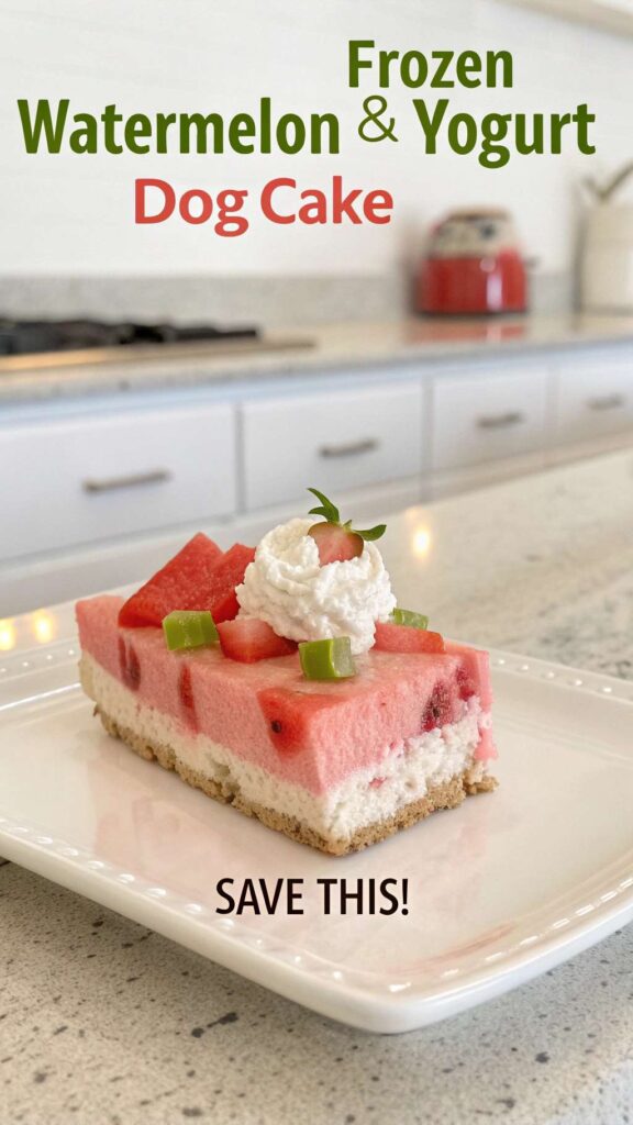 3 Ingredient Frozen Watermelon Yogurt Dog Cake pin 1
