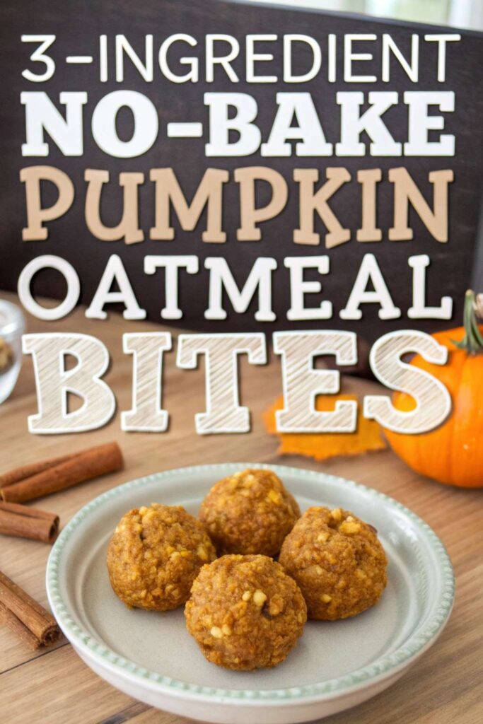 3 Ingredient No Bake Pumpkin Oatmeal Bites pin 1