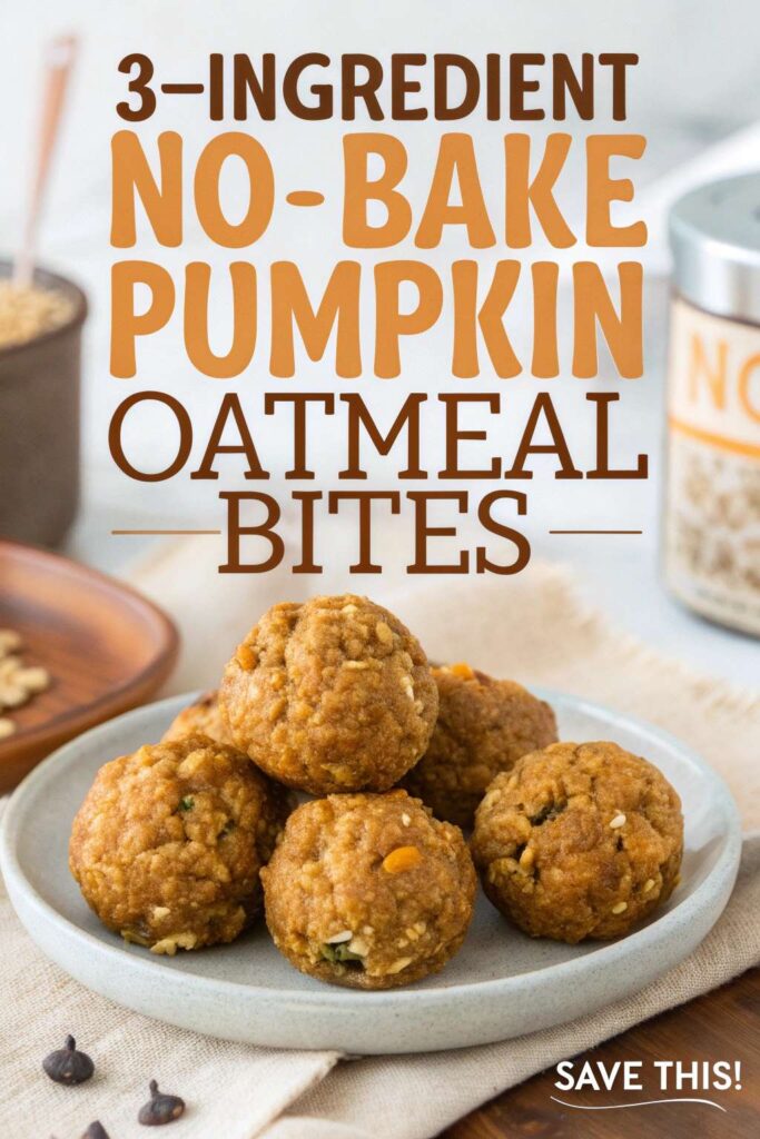 3 Ingredient No Bake Pumpkin Oatmeal Bites pin 2