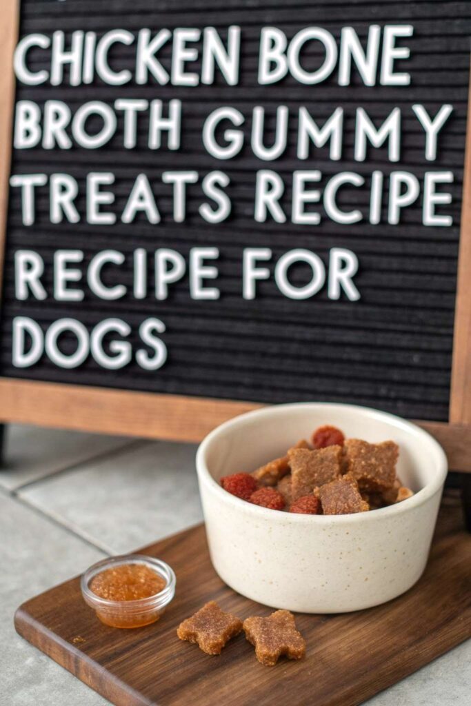 Chicken Bone Broth Gummy Treats Recipe for Dogs pin 1
