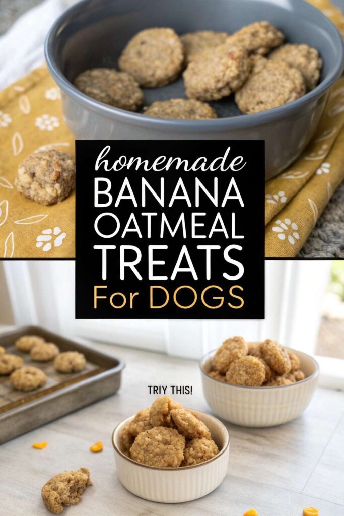 Homemade Banana Oatmeal Treats For Dogs Recipe pin 1