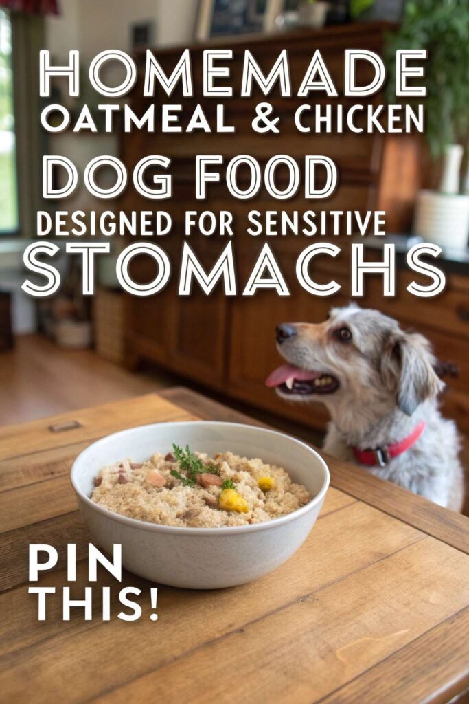 Homemade Oatmeal Chicken Dog Food Designed for Sensitive Stomachs pin 2