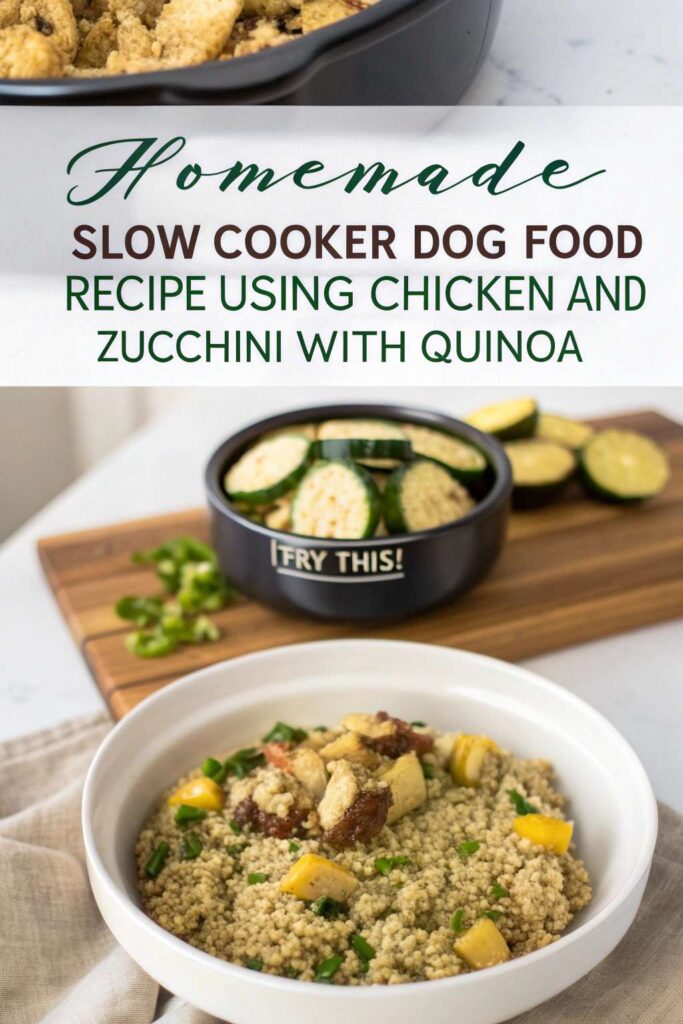 Homemade Slow Cooker Dog Food Recipe Using Chicken And Zucchini With Quinoa pin 2