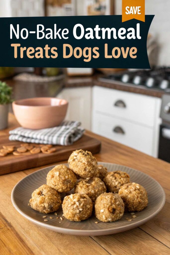 No Bake Oatmeal Treats Dogs Love pin 1