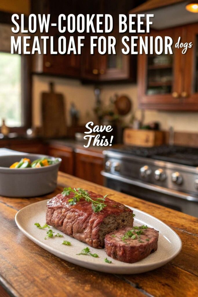 Slow Cooked Beef Meatloaf for Senior Dogs pin 1