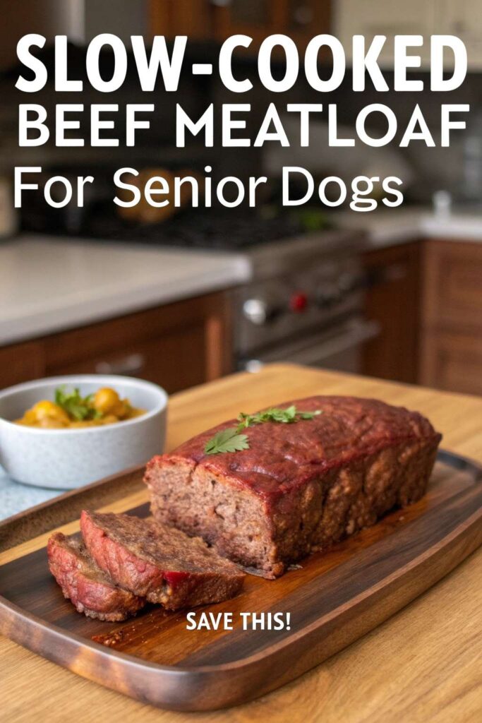 Slow Cooked Beef Meatloaf for Senior Dogs pin 2