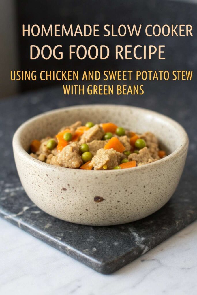 homemade slow cooker dog food recipe using Chicken and Sweet Potato Stew with Green Beans pin 2