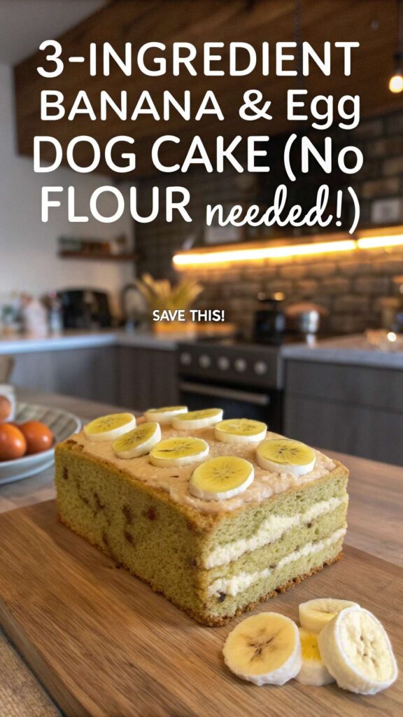 3 Ingredient Banana Egg Dog Cake pin 1