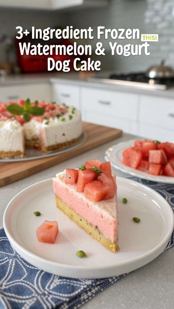 3 Ingredient Frozen Watermelon Yogurt Dog Cake pin 2