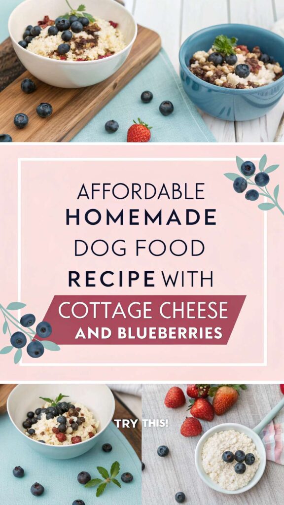 Affordable Homemade Dog Food with Cottage Cheese and Blueberries pin 1