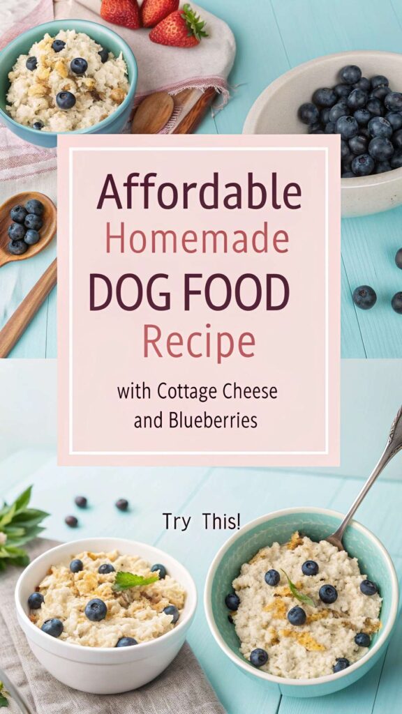 Affordable Homemade Dog Food with Cottage Cheese and Blueberries pin 2