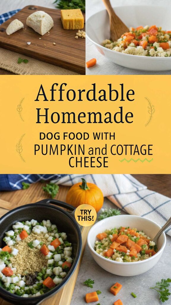 Affordable Homemade Dog Food with Pumpkin and Cottage Cheese recipe pin 2