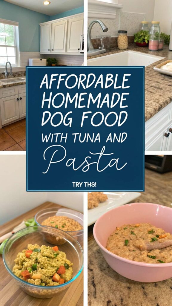 Affordable Homemade Dog Food with Tuna in water and Pasta recipe pin 2