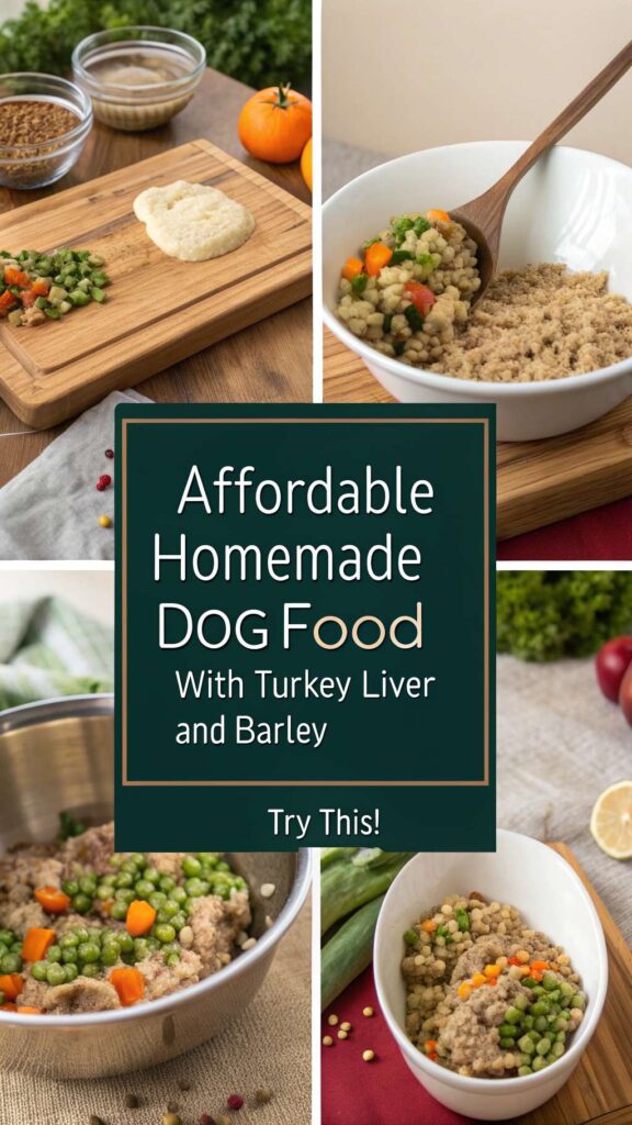 Affordable Homemade Dog Food with Turkey Liver and Barley recipe pin 2