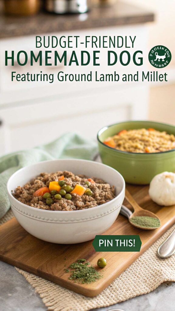 Budget Friendly Homemade Dog Food featuring Ground Lamb and Millet pin 1