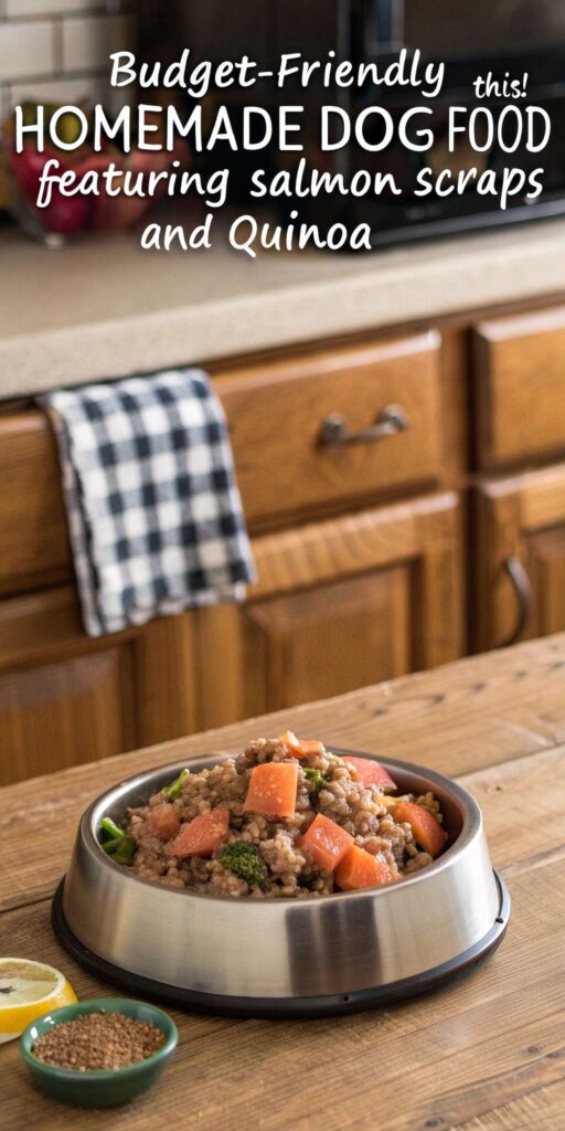 Budget Friendly Homemade Dog Food featuring Salmon Scraps and Quinoa pin 2