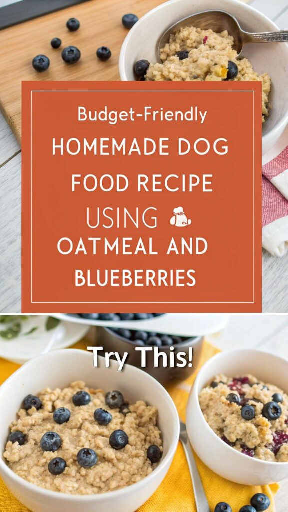 Budget Friendly Homemade Dog Food recipe using Oatmeal and Blueberries pin 1