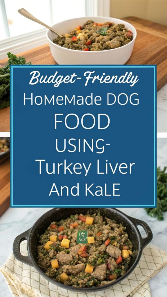 Budget-Friendly Homemade Dog Food recipe using Turkey Liver and Kale pin 1