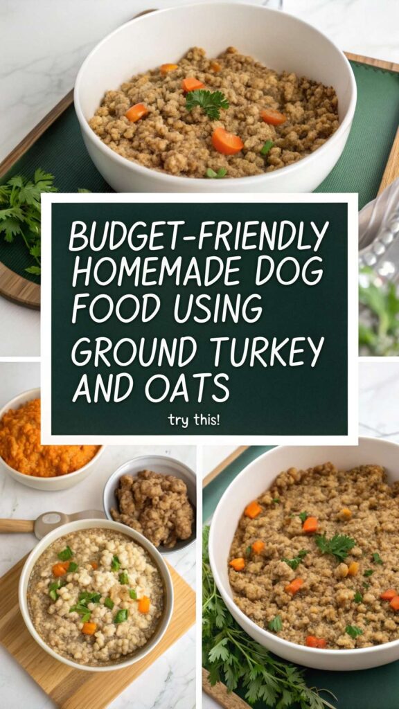 Budget Friendly Homemade Dog Food using Ground Turkey and Oats recipe pin 2