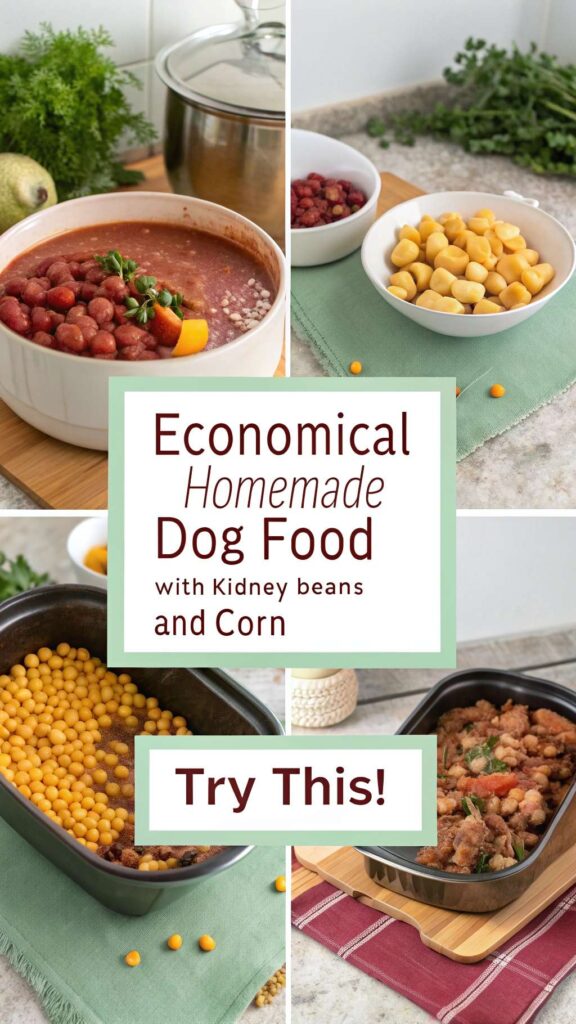 Economical Homemade Dog Food with Kidney Beans and Corn recipe pin 1
