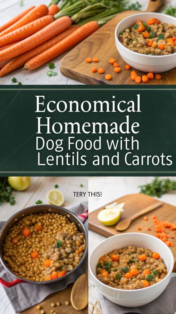 Economical Homemade Dog Food with Lentils and Carrots recipe pin 1
