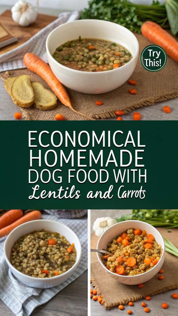 Economical Homemade Dog Food with Lentils and Carrots recipe pin 2