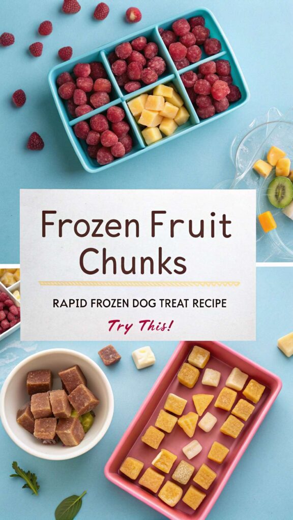 Frozen Fruit Chunks Rapid Frozen Dog Treat Recipe pin 1