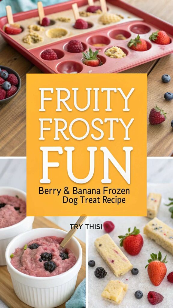 Fruity Frosty Fun Berry Banana Frozen Dog Treat Recipe pin 1