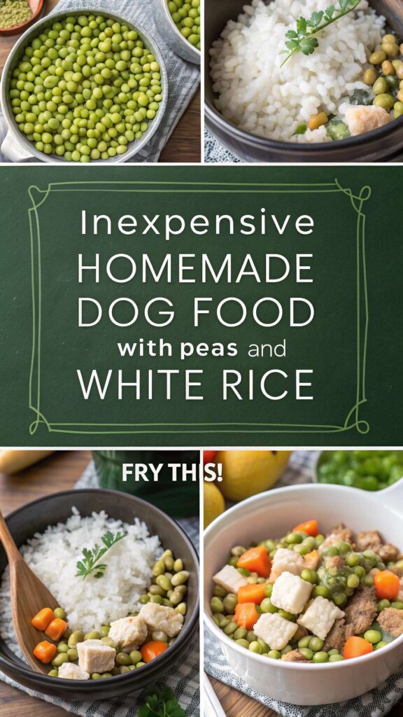 Inexpensive Homemade Dog Food featuring Peas and White Rice recipe pin 2