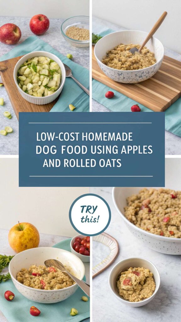 Low Cost Homemade Dog Food using Apples and Rolled Oats recipe pin 1