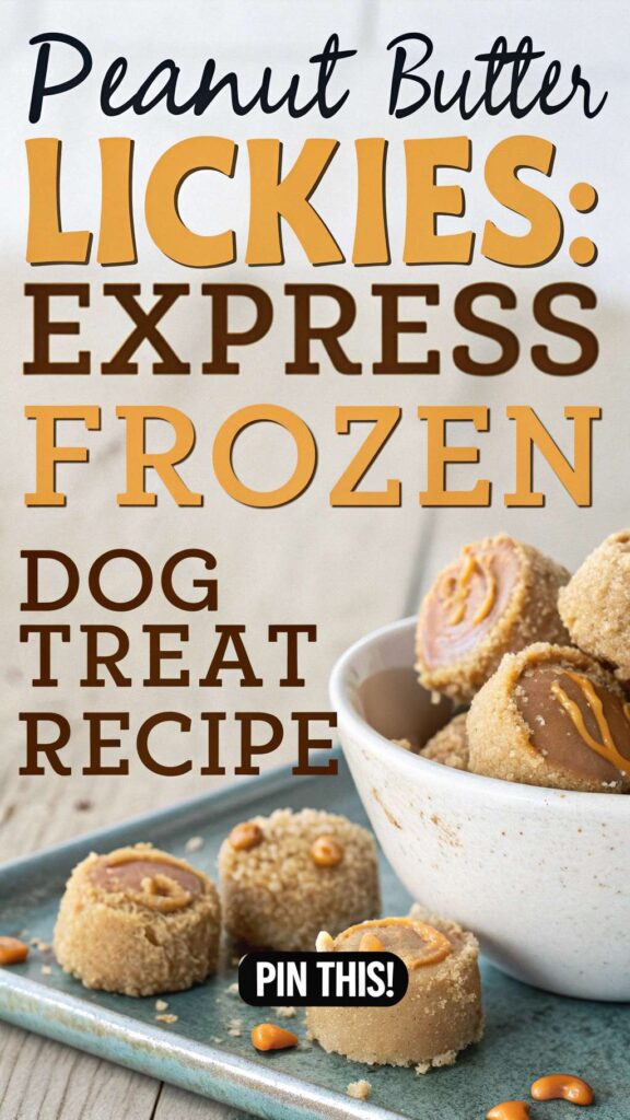 Peanut Butter Lickies Express Frozen Dog Treat Recipe pin 1