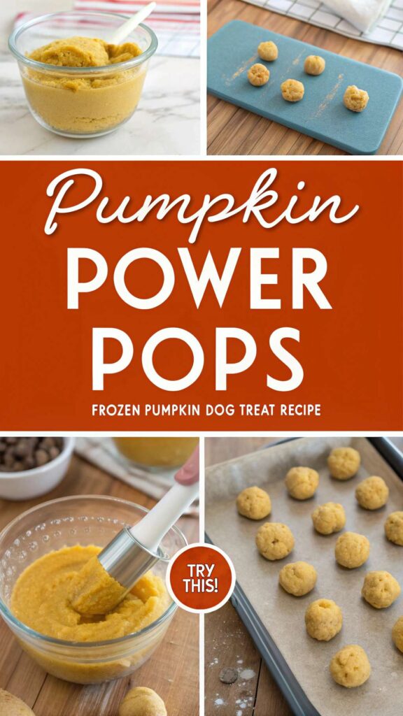 Pumpkin Power Pops Frozen Pumpkin Dog Treat Recipe pin 1